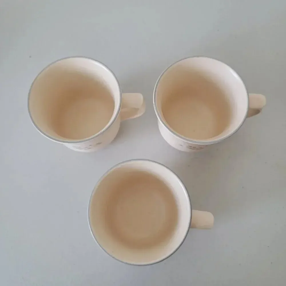 Pfaltzgraff Remembrance Vintage Floral Mug Set of 3 Beige Stoneware Discontinued